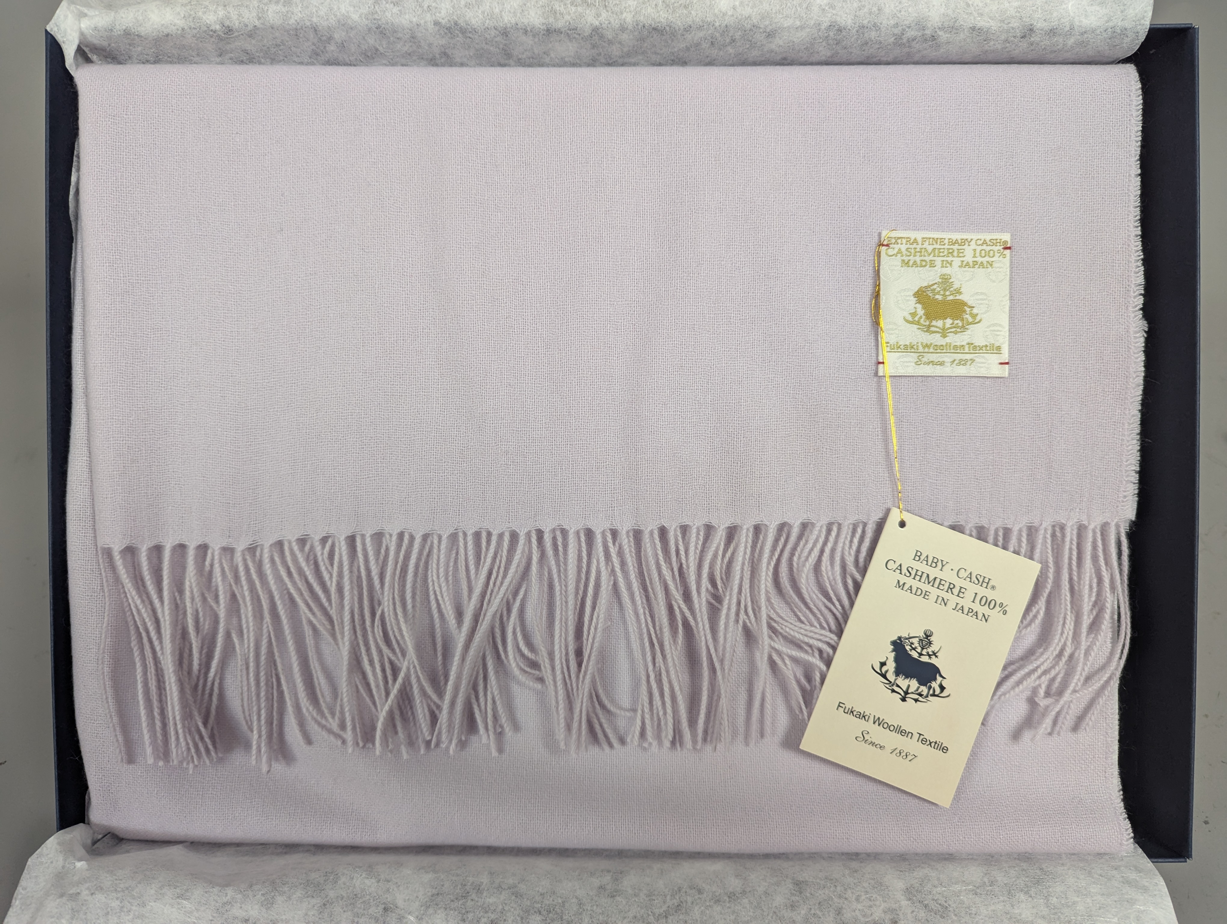 Fukaki Woolen Texture Baby Cashmere Scarf – Model 639-W98 – Light Purple – 82 cm x 184 cm