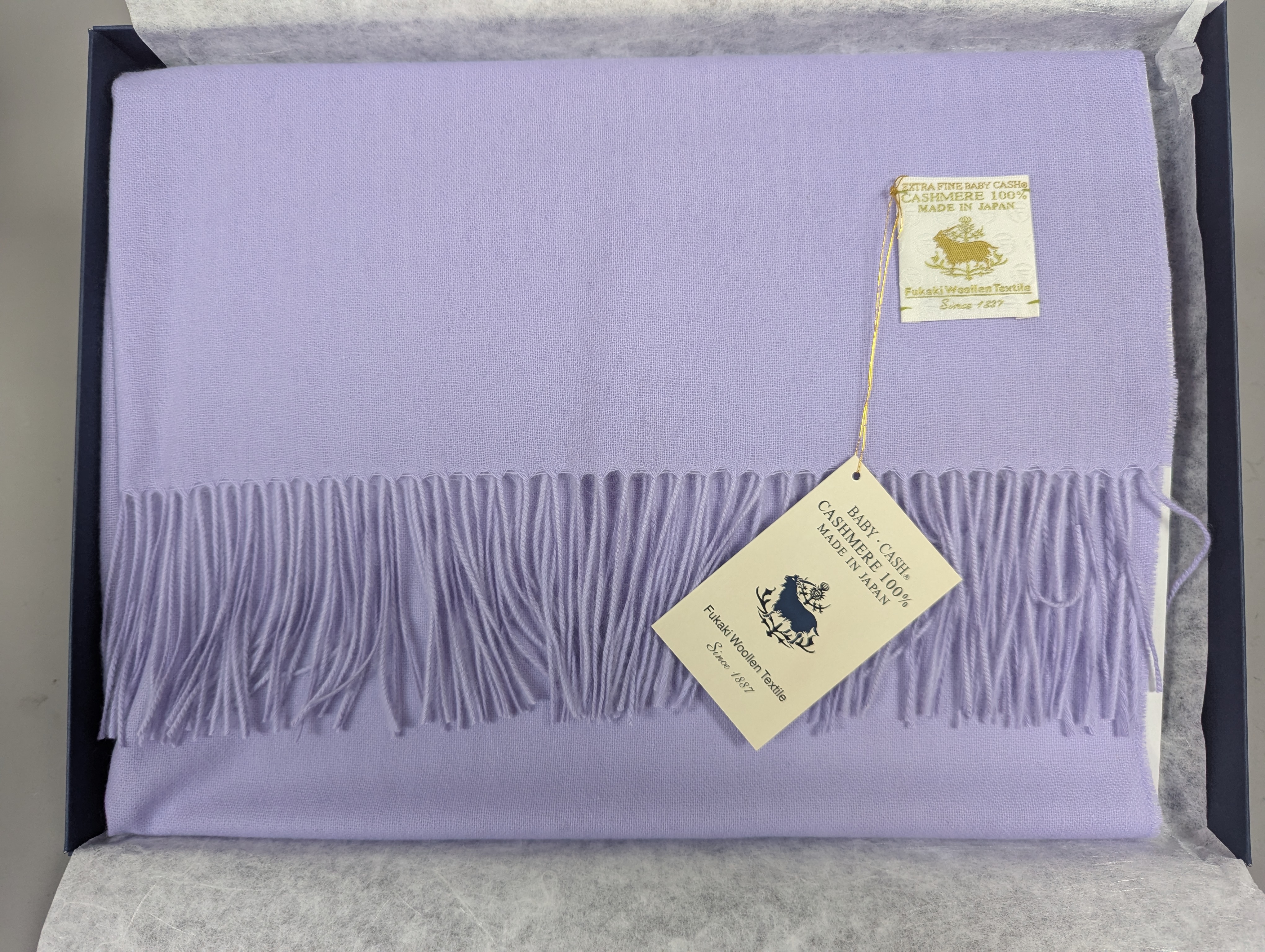 Fukaki Woolen Texture Baby Cashmere Scarf – Model 639-W99 – Wisteria purple – 84 cm x 184 cm