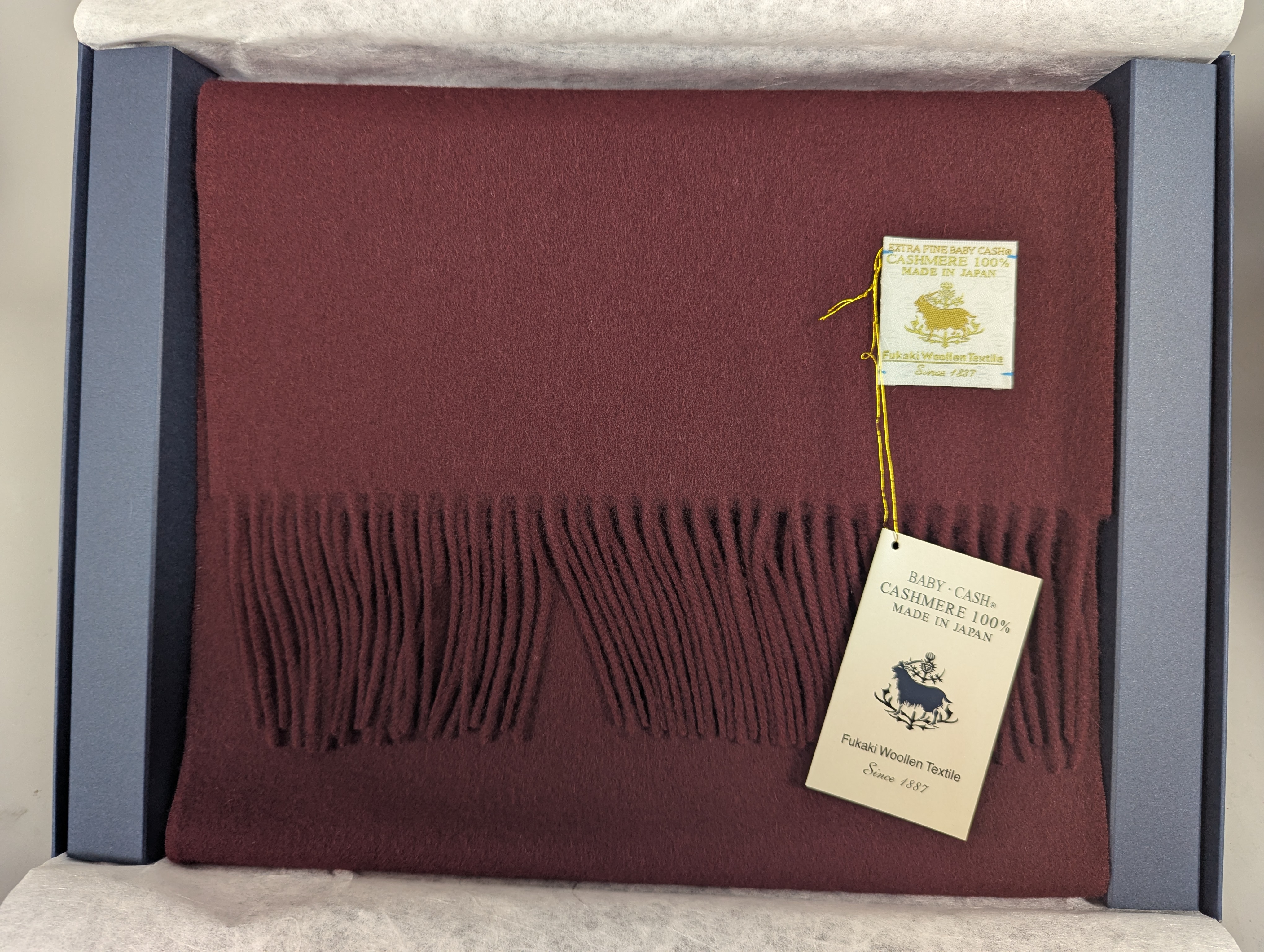 Fukaki Woolen Texture Baby Cashmere Scarf – Model 671-W80 – Dark Red – 30cm x 184cm