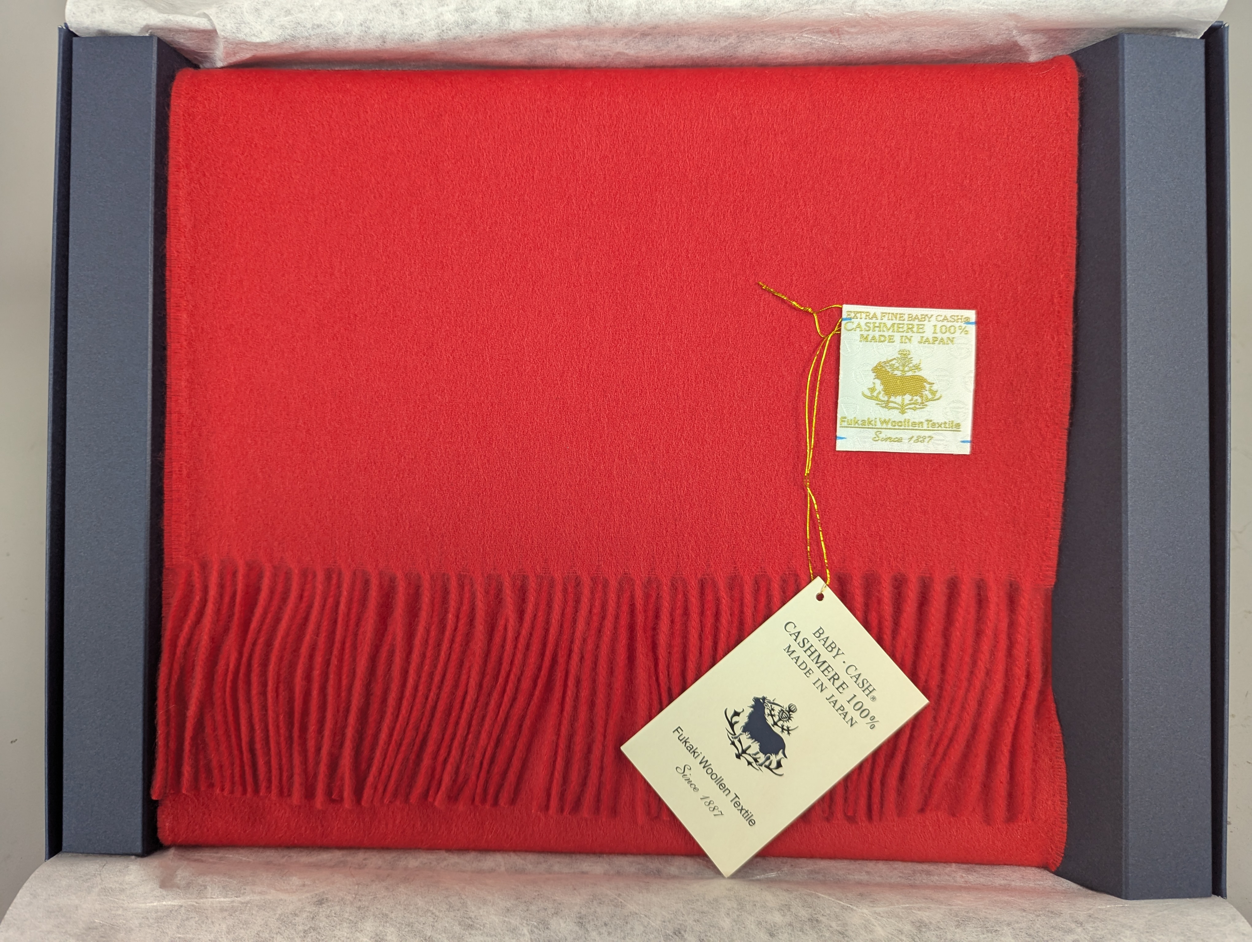 Fukaki Woolen Texture Baby Cashmere Scarf – Model 671-W82 – Red – 30cm x 184cm